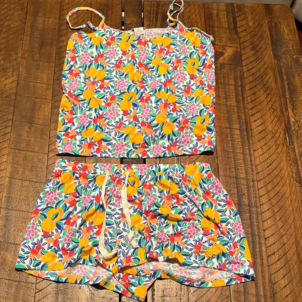 Fruit Print Tank and Shorts Sleep Set JCREW Size XS